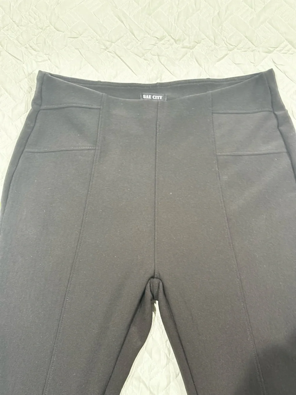 Bae City Black Pants Womens 1X High Waist Stretch Slim Straight Work Casual - Picture 2 of 4